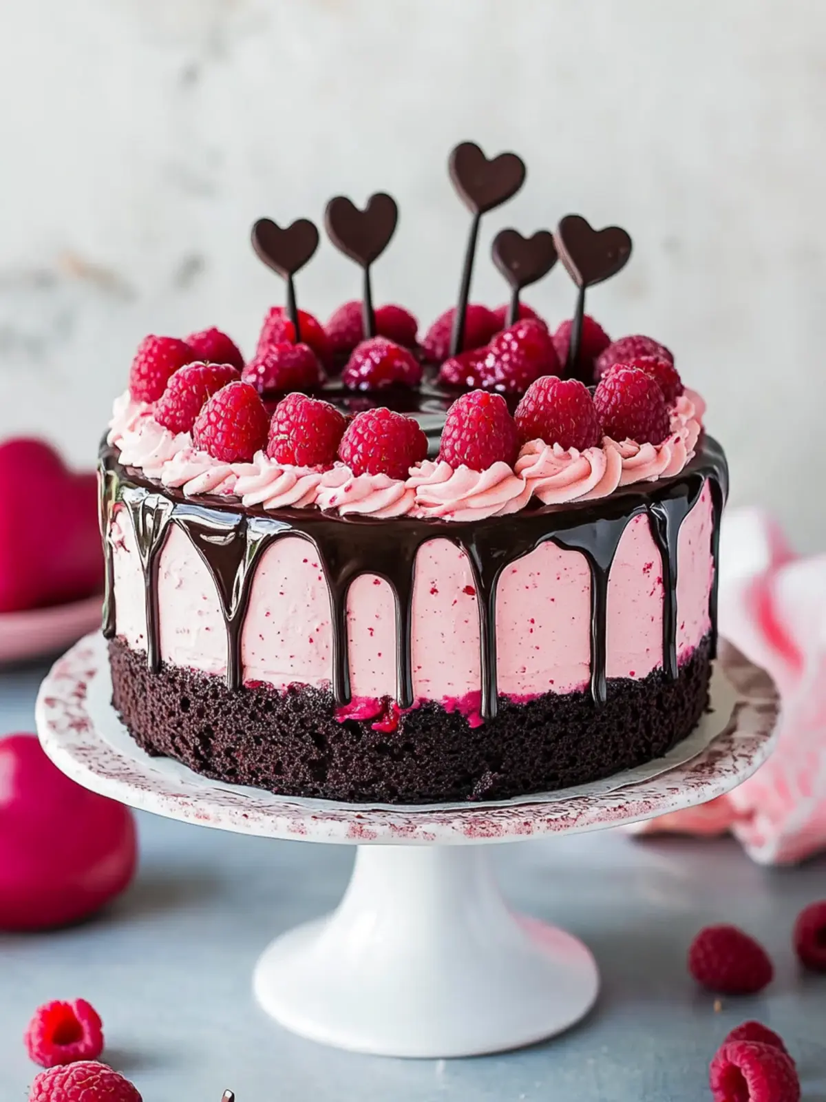 Valentine's Day Chocolate Raspberry Cake