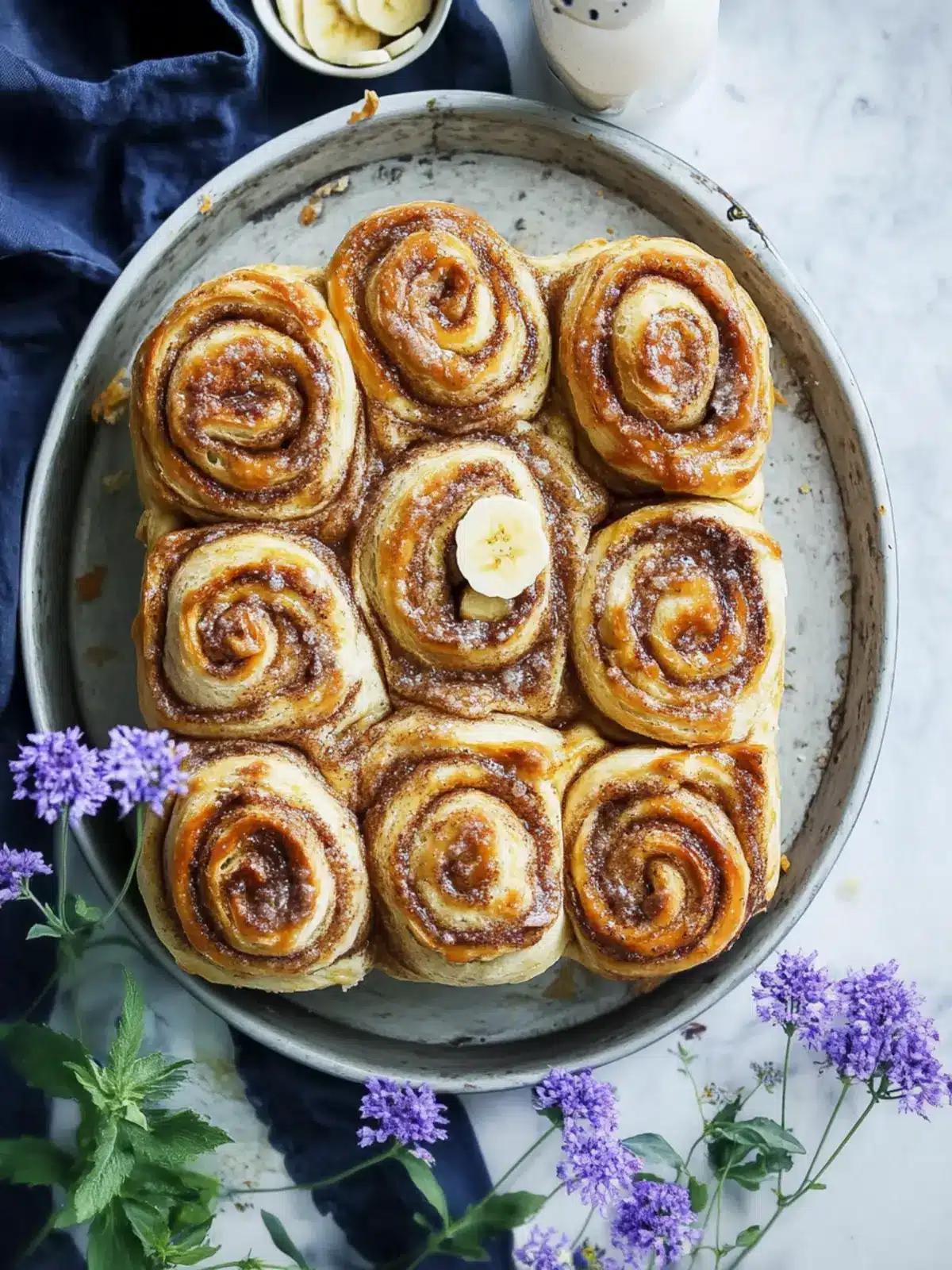Banana Bread Batter Cinnamon Buns (no knead recipe)