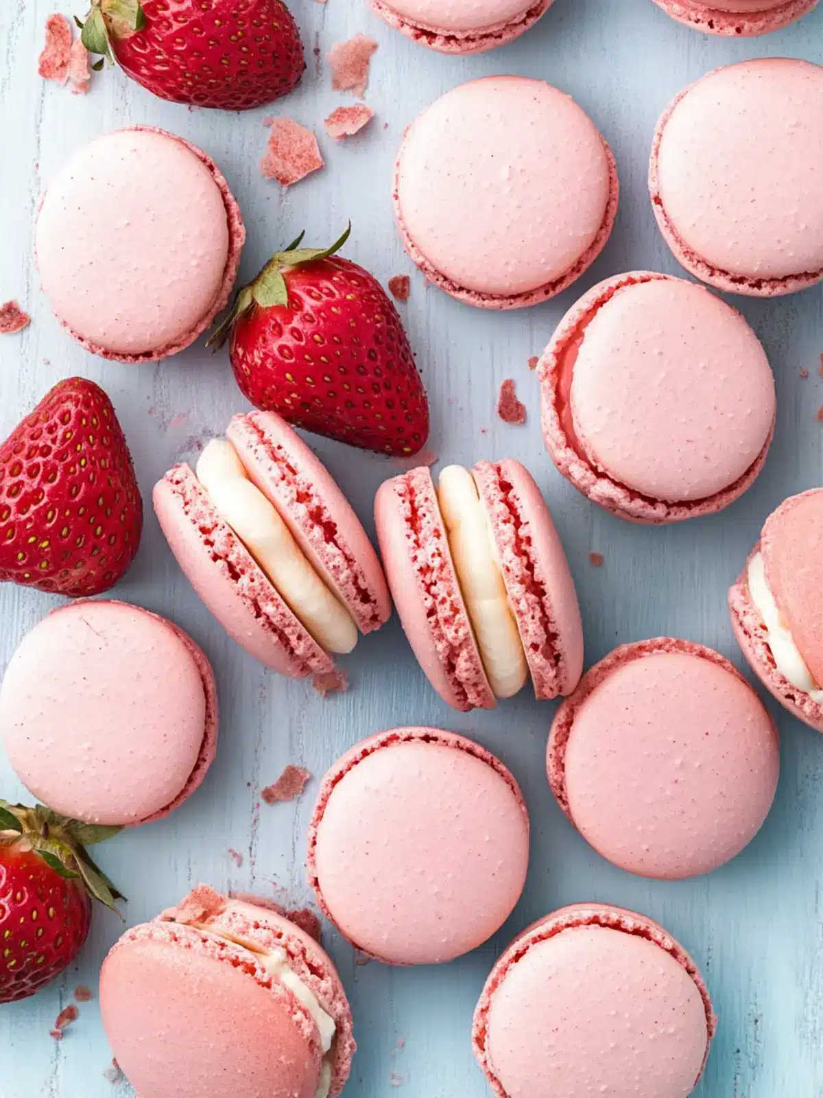 Strawberry Macaron Shells