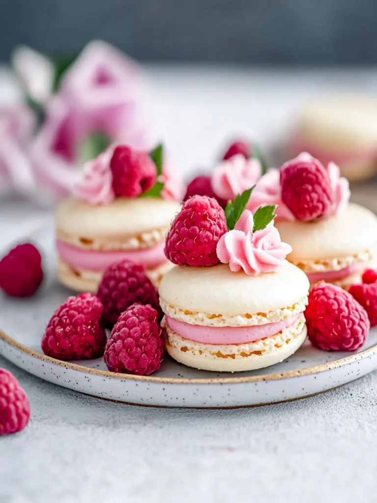 Rose Raspberry Macarons