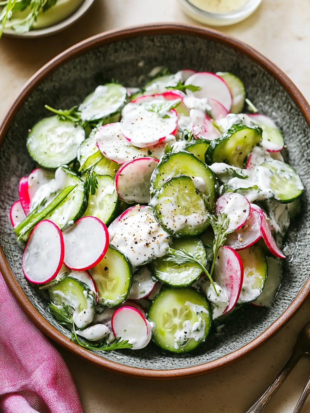 Creamy Cucumber Radish Salad: Quick, Fresh, and Deliciously Easy 4 Creamy Cucumber Radish Salad