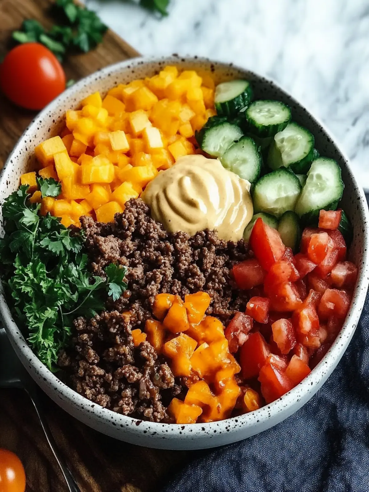 High-Protein Cheeseburger Bowl