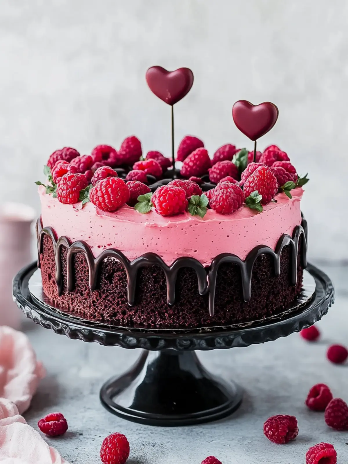 Valentine's Day Chocolate Raspberry Cake