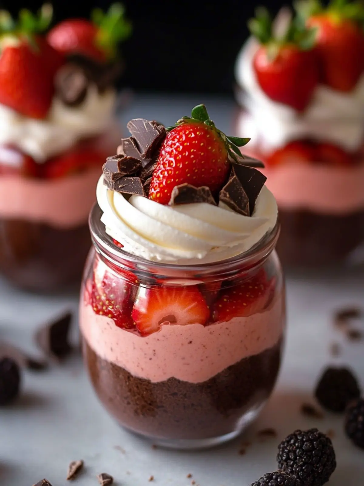 Chocolate Strawberry Mousse Cake Parfaits – No BAKE!