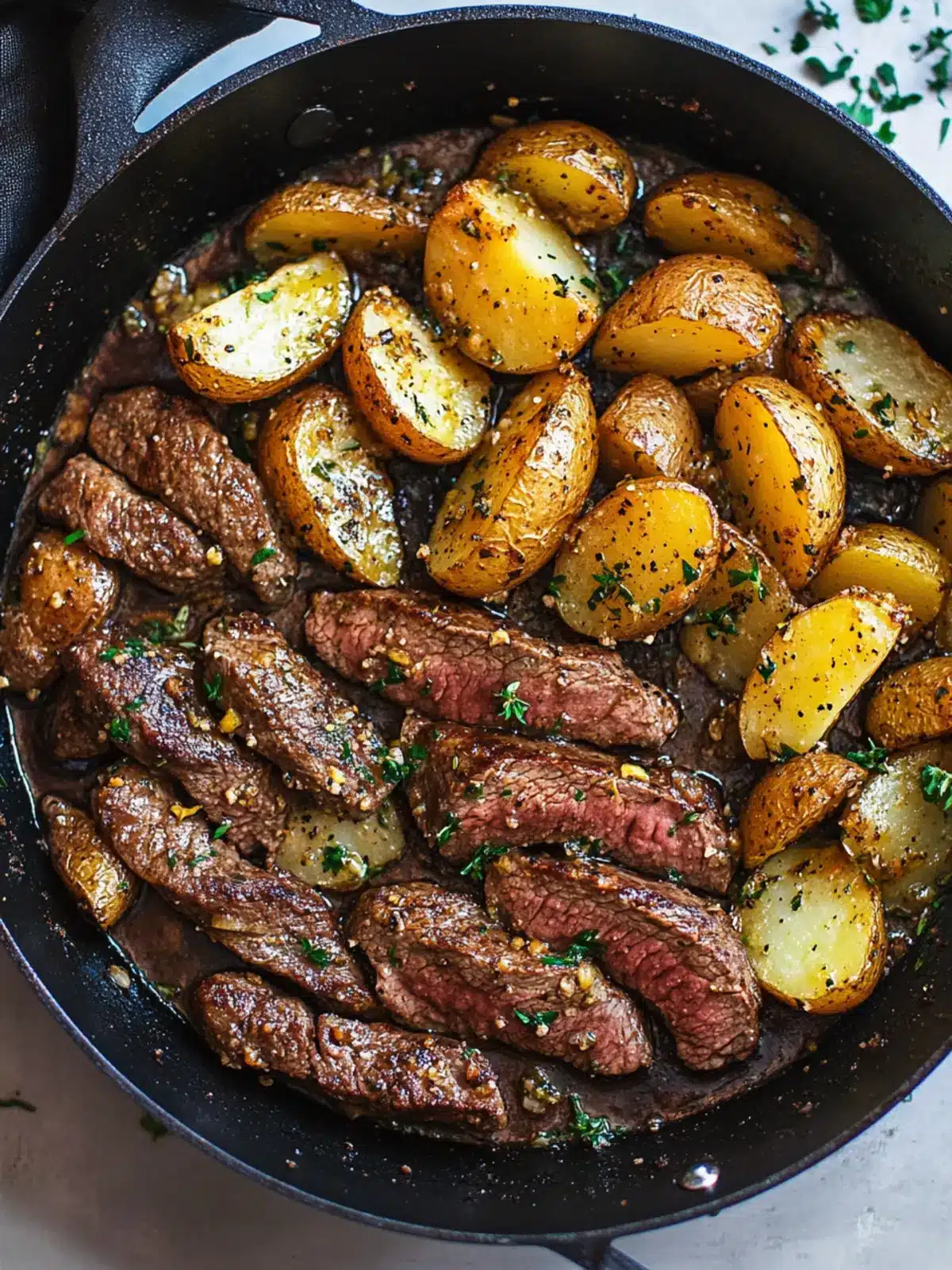 Garlic Butter Steak and Potatoes Skillet