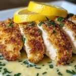 Lemon Pecorino Crusted Chicken with Creamy Lemon Sauce