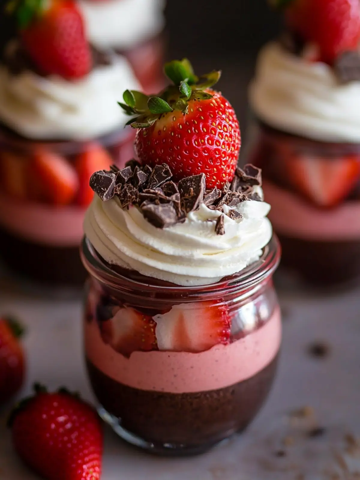 Chocolate Strawberry Mousse Cake Parfaits – No BAKE!