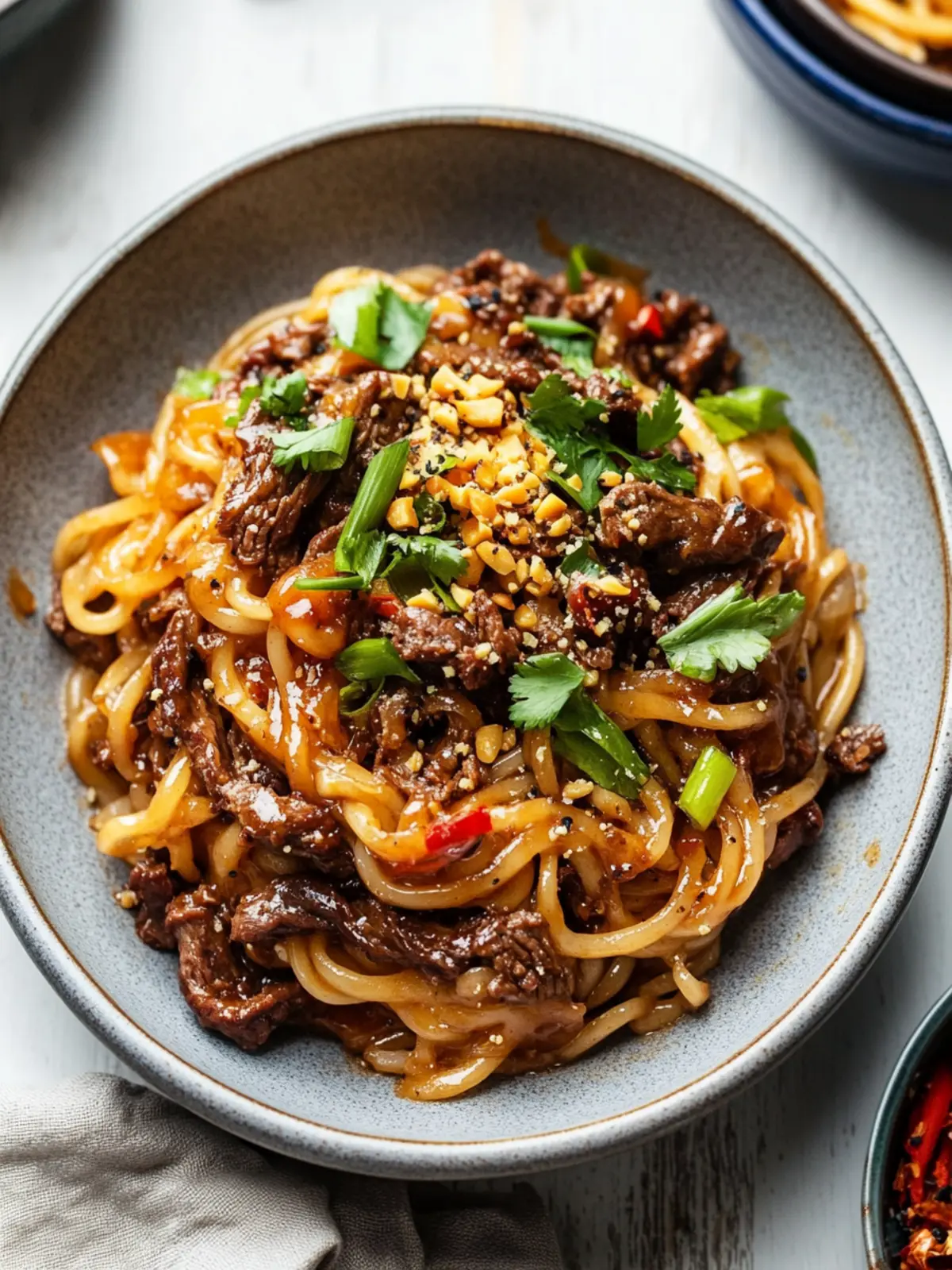Caramelized Beef and Peanut Noodles