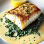 Lemon-Garlic Sea Bass with Creamed Spinach Recipe