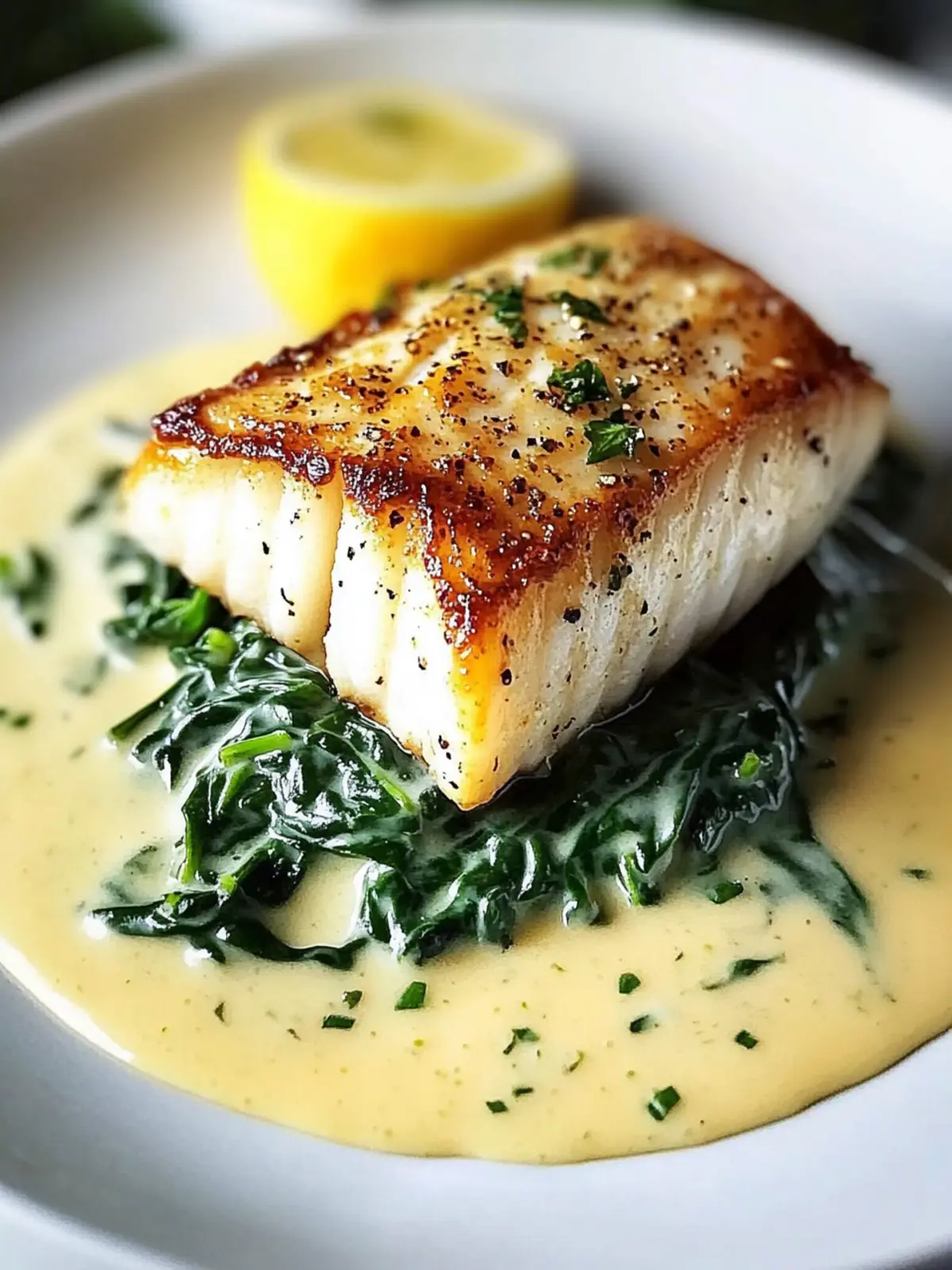 Lemon-Garlic Sea Bass with Creamed Spinach Recipe to Impress 5 Lemon-Garlic Sea Bass with Creamed Spinach Recipe