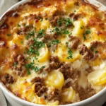 Hobo Casserole (Ground Beef Recipe)A Cozy, One-Dish Classic Packed with Layers of Beef, Potatoes, and Cheese