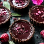 Raspberry Hibiscus Chocolate Tarts (grain-free & vegan)