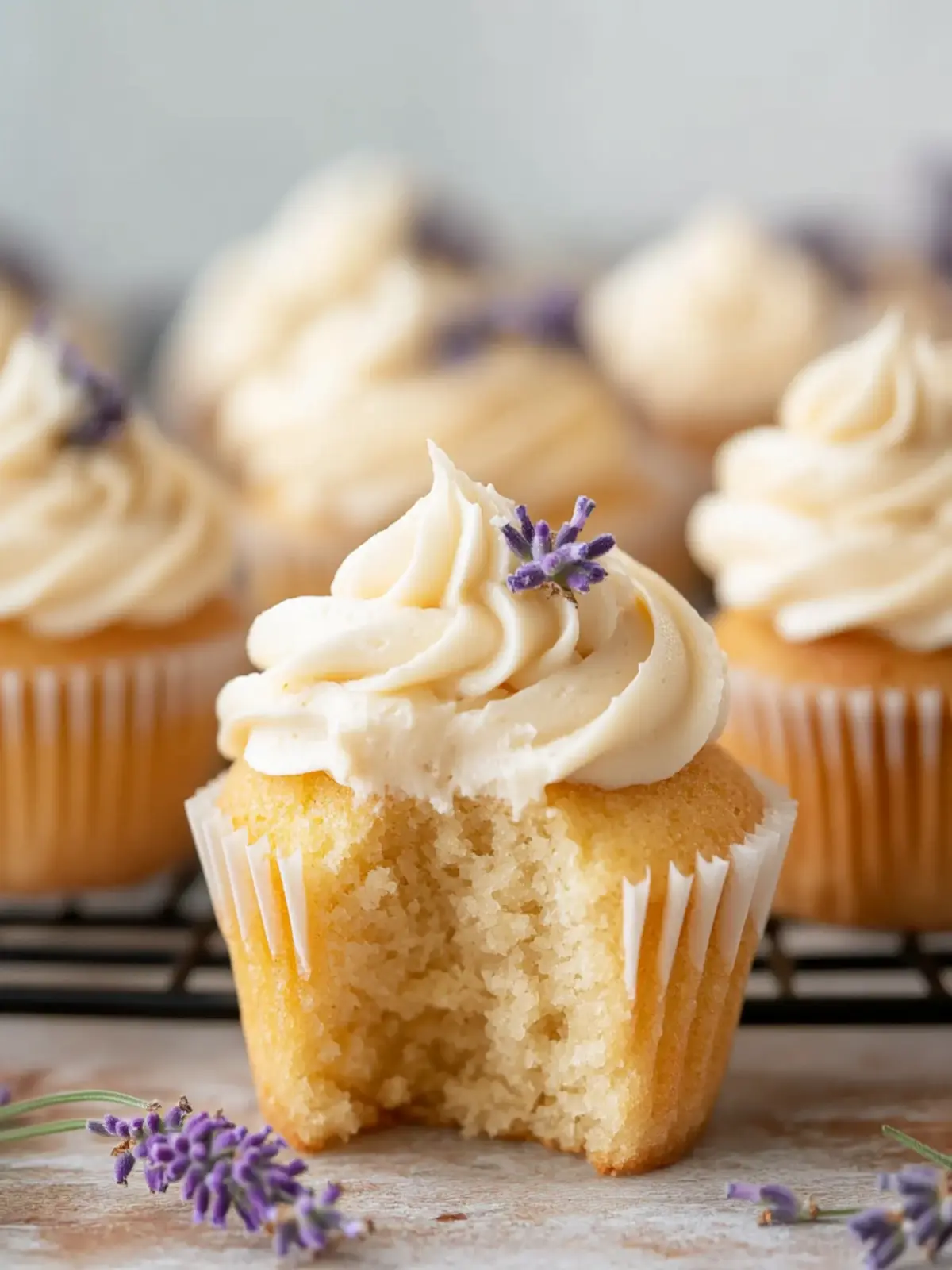 Lavender Cupcakes With Honey Buttercream