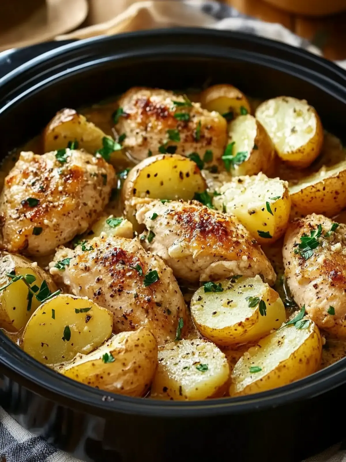 Garlic Parmesan Crockpot Chicken and Potatoes