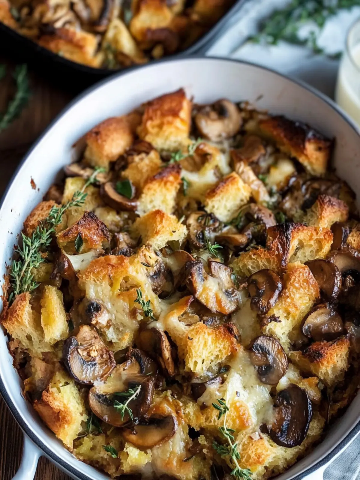 Mushroom Brioche Stuffing with Fontina & Herbs