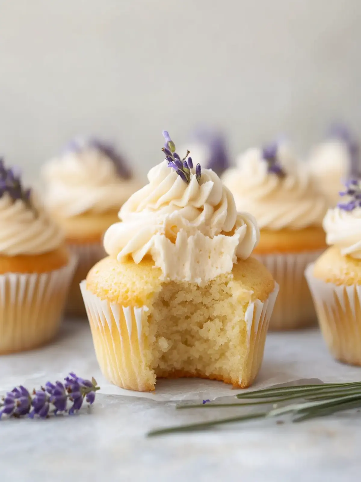 Lavender Cupcakes With Honey Buttercream