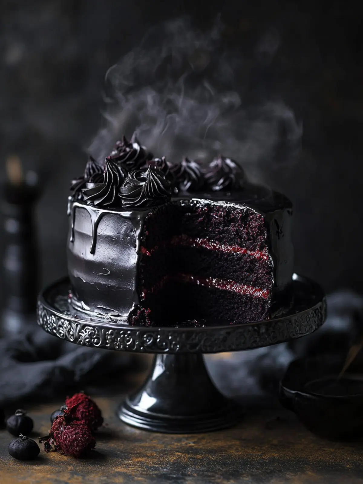 Spooky Black Velvet Halloween Cake