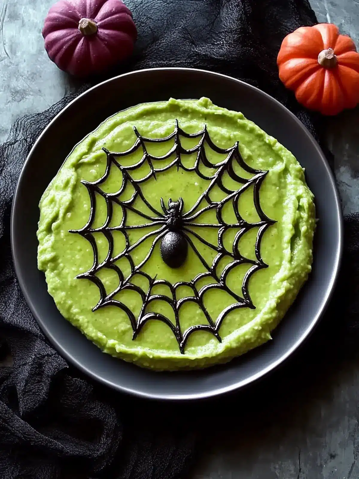 Spooky Spider Web Guacamole Dip