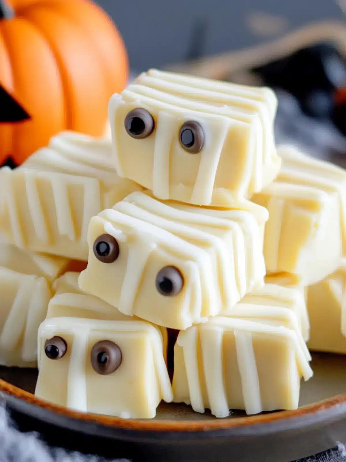 Easy White Chocolate Mummy Fudge Recipe for Halloween