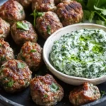 Spicy Lamb Meatballs With Green Goddess Dip Recipe