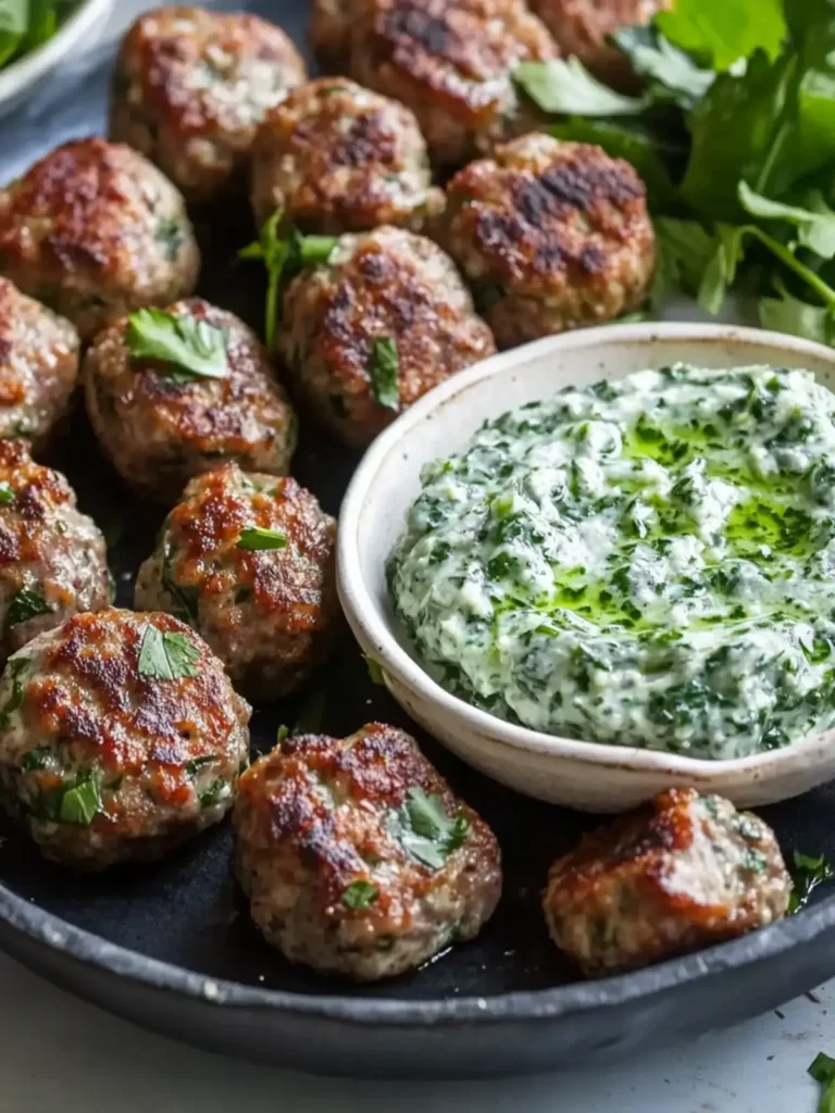 Spicy Lamb Meatballs With Green Goddess Dip Recipe