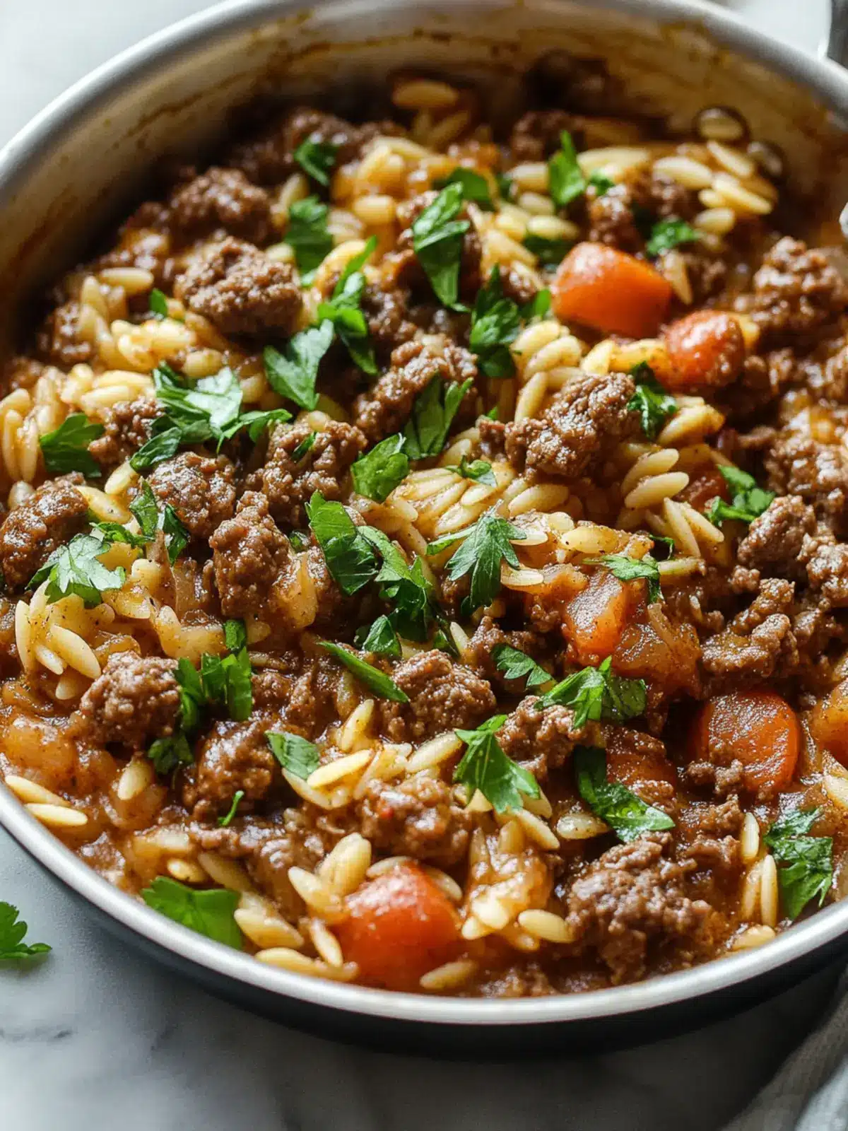 Cozy Nights, Hearty Bites: The Ultimate Ground Beef Orzo Skillet Feast
