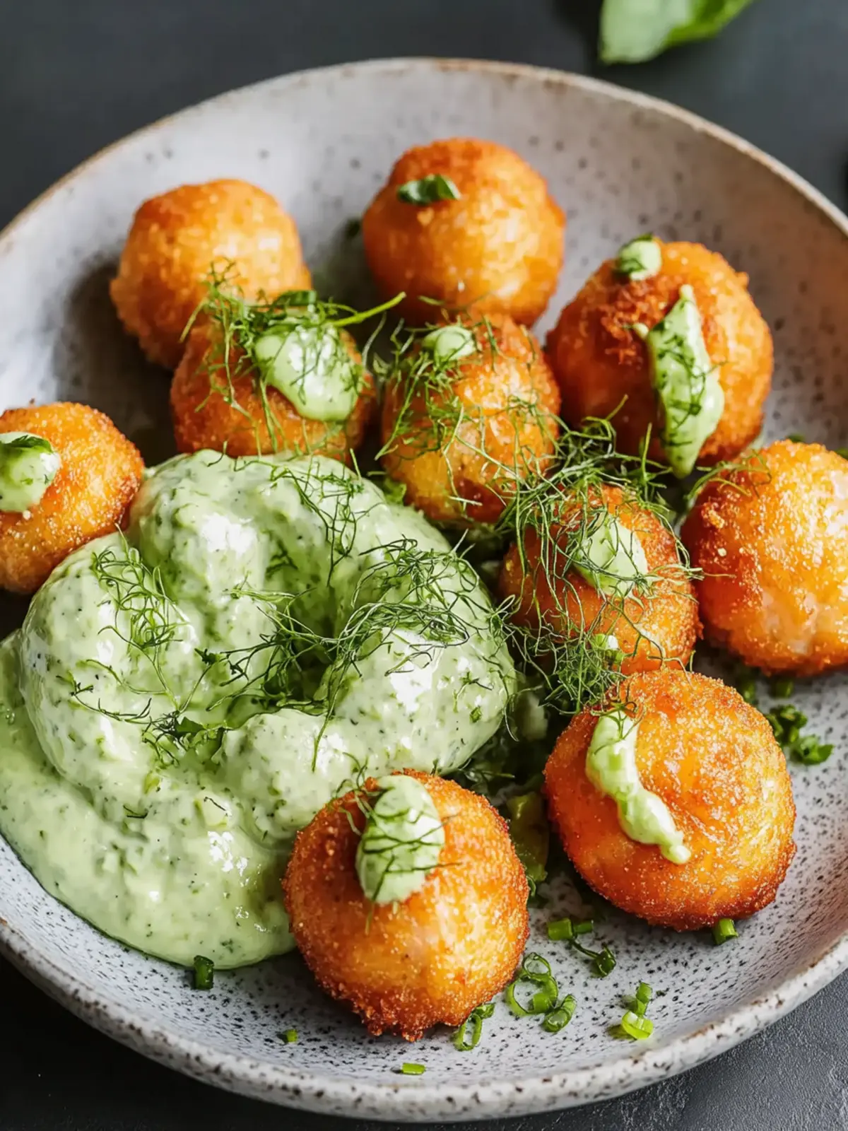 Salmon Balls with Creamy Avocado Sauce