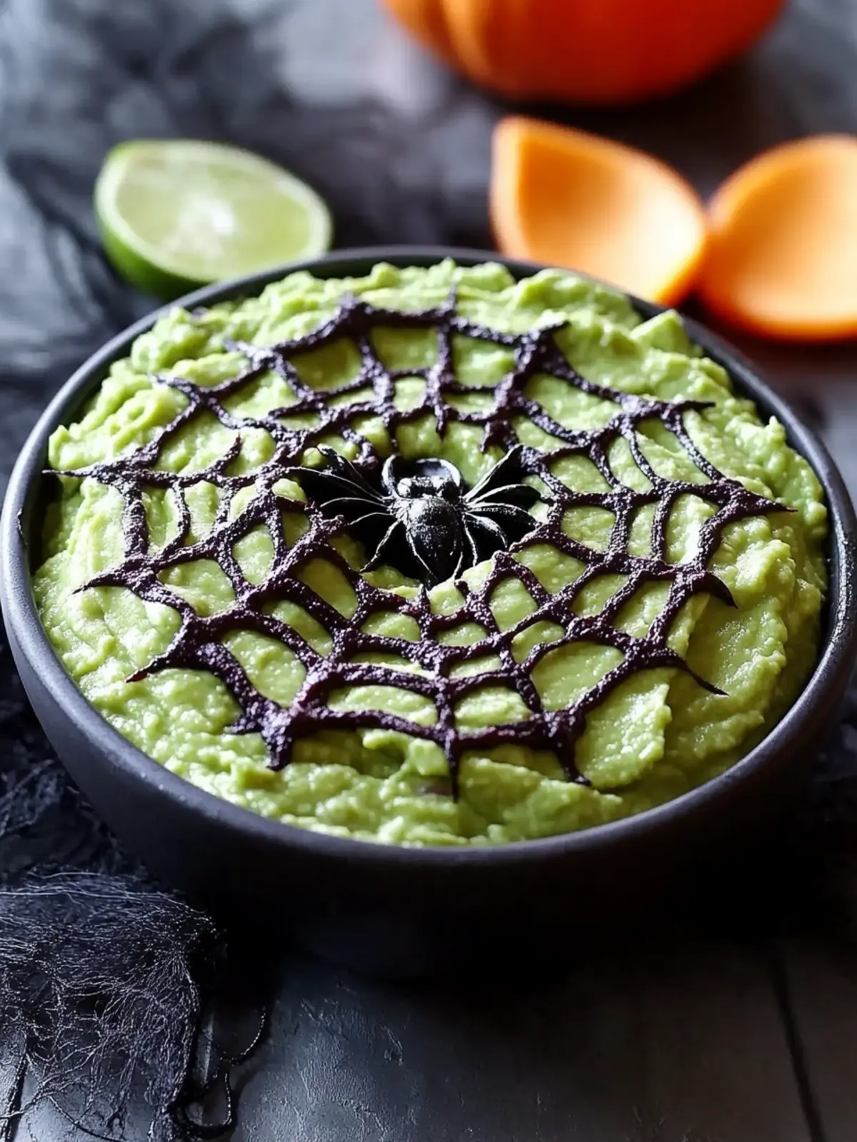 Spooky Spider Web Guacamole Dip