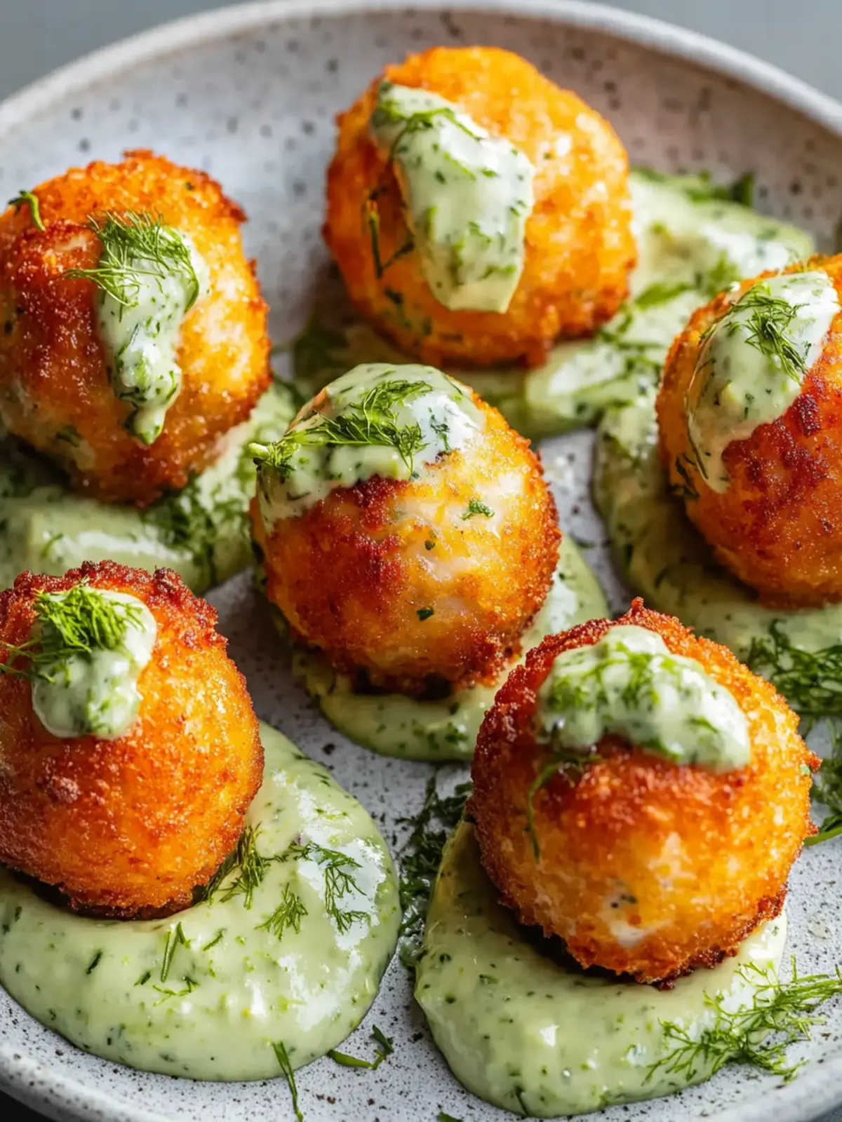 Salmon Balls with Creamy Avocado Sauce