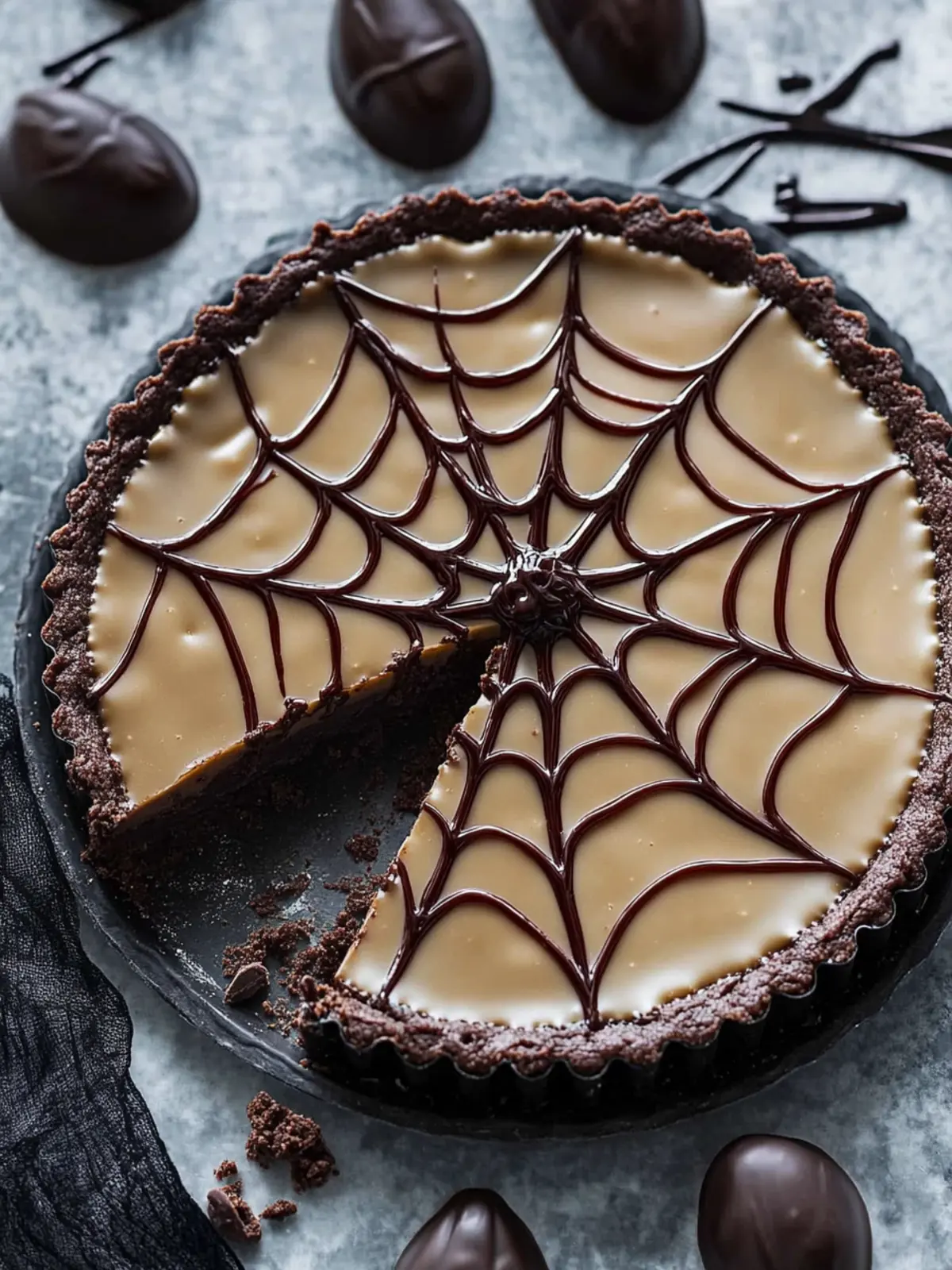 Halloween Spiderweb Chocolate Tart