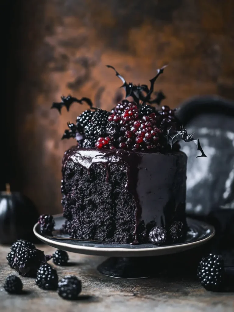 Spooky Black Velvet Halloween Cake
