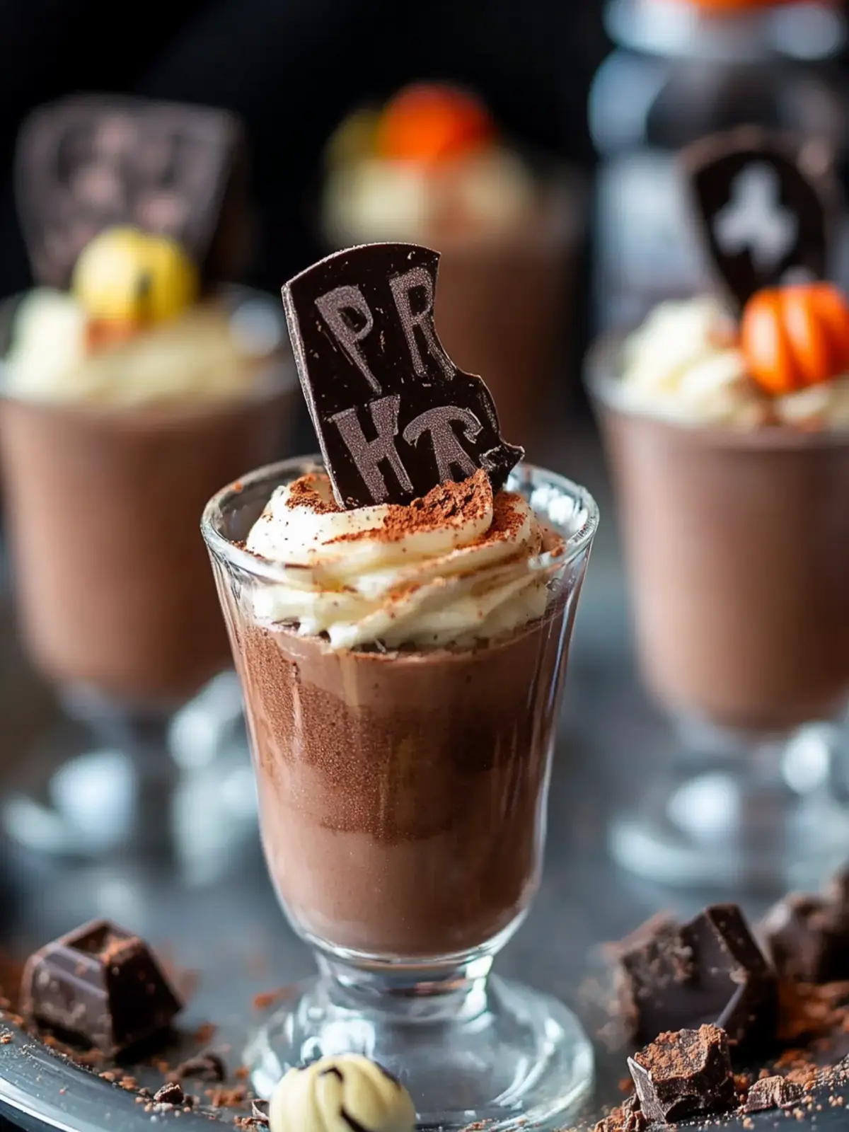 Spooky Baileys Chocolate Mousse Cups