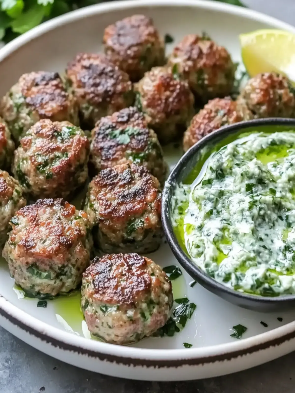 Spicy Lamb Meatballs With Green Goddess Dip Recipe