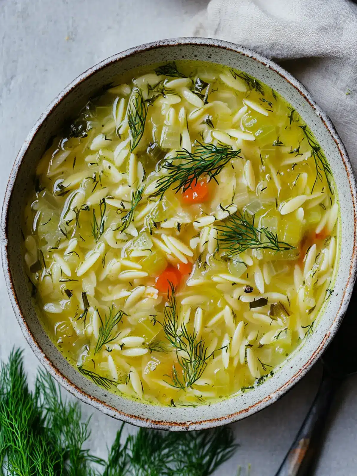 Orzo, Leek and Dill Soup