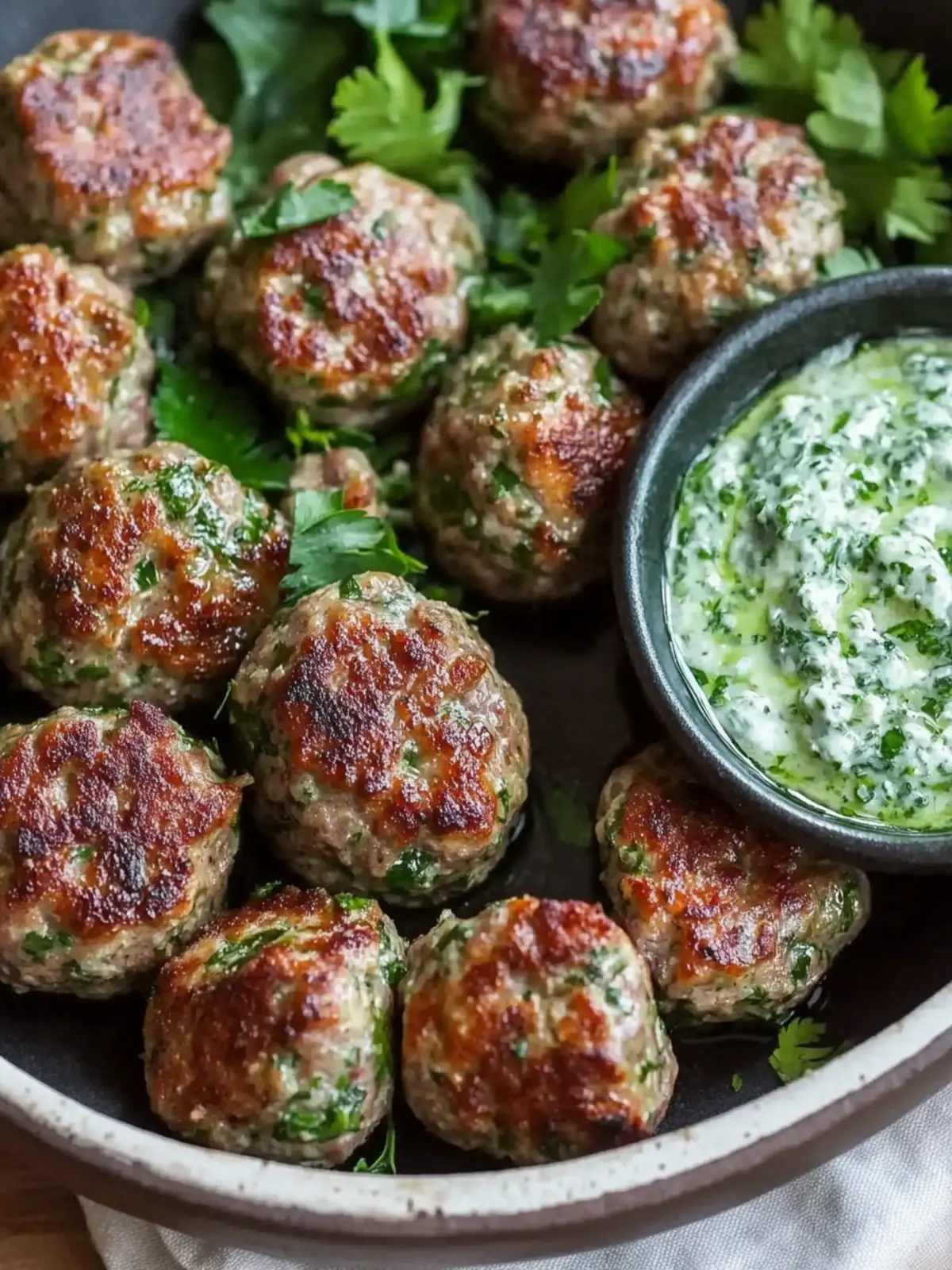 Spicy Lamb Meatballs With Green Goddess Dip Recipe