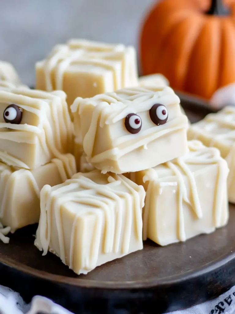 Easy White Chocolate Mummy Fudge Recipe for Halloween