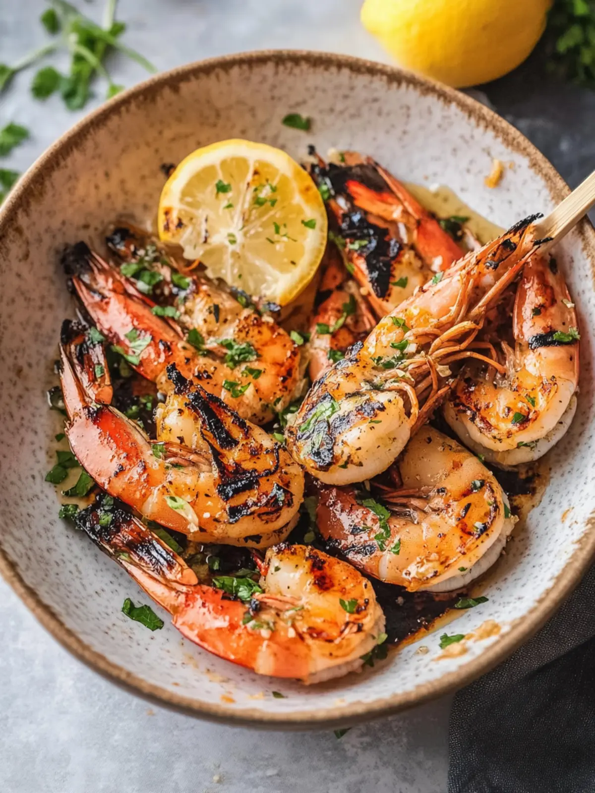 BBQ Grilled Prawns with Garlic, Lemon & Chilli