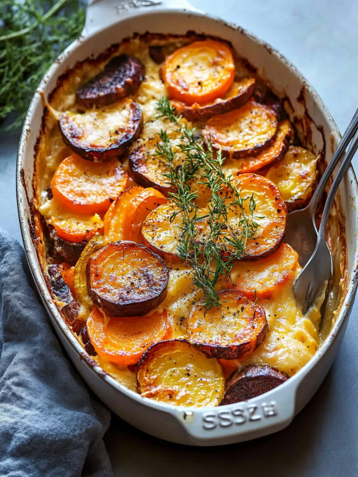 Cheesy Root Vegetable Gratin