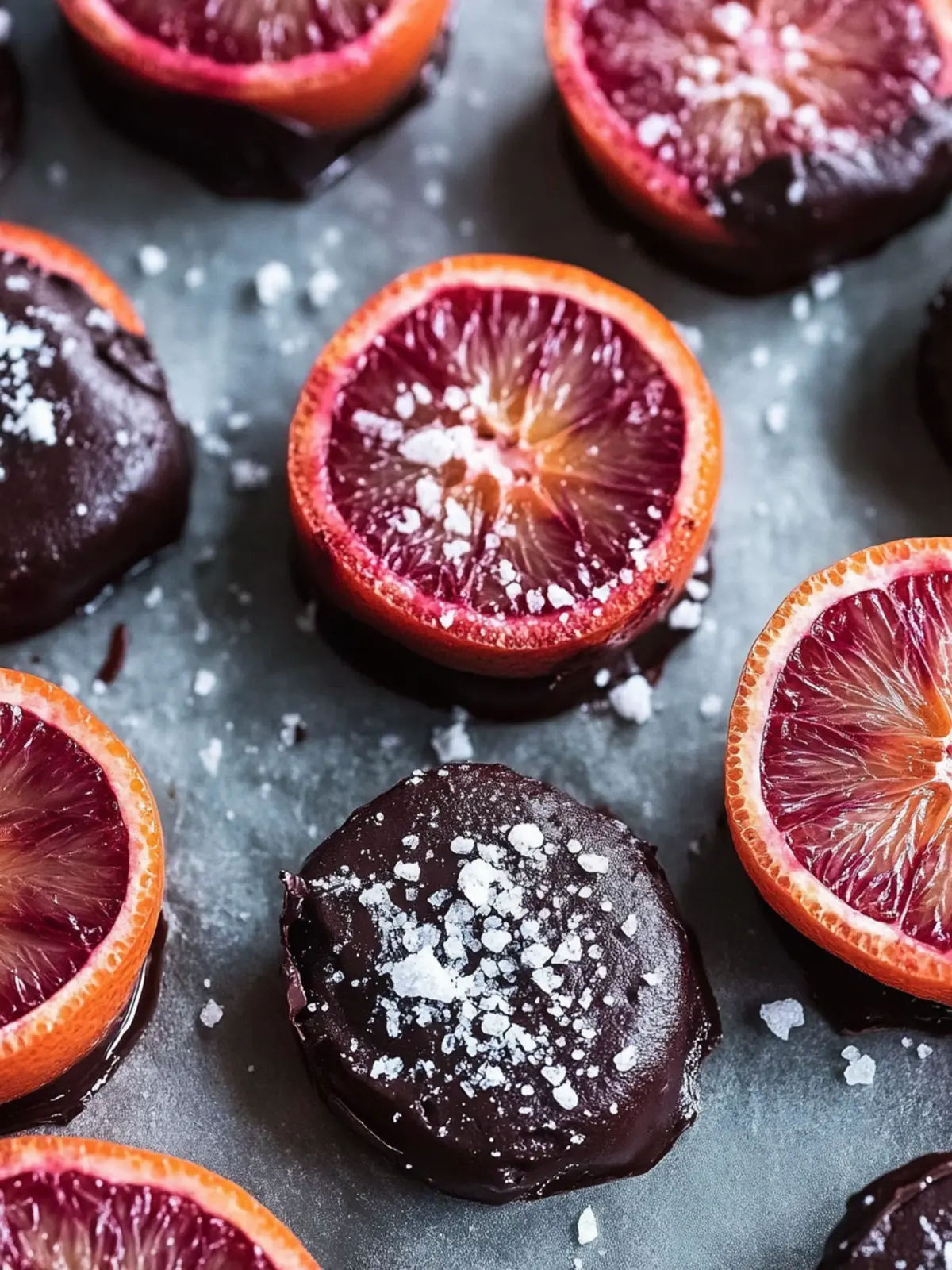 Candied Blood Oranges Dipped in Chocolate with Flaky Sea Salt