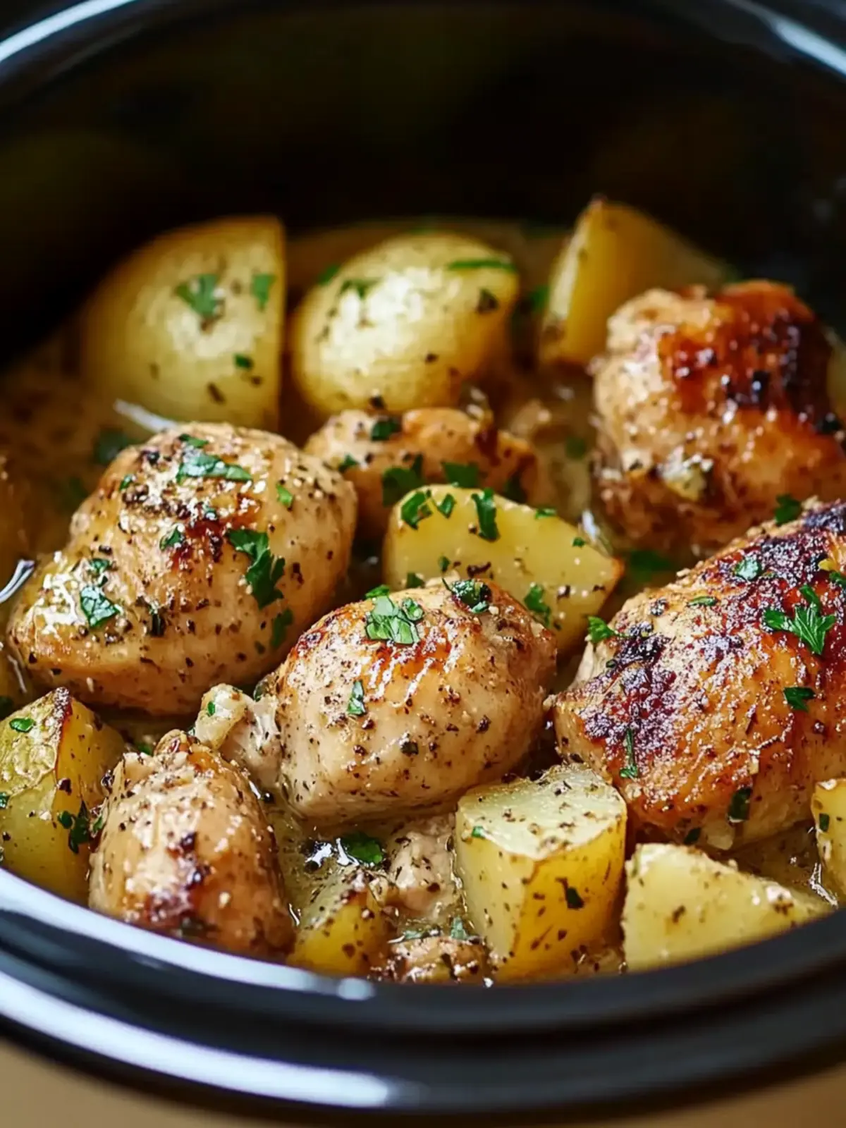 Garlic Parmesan Crockpot Chicken and Potatoes