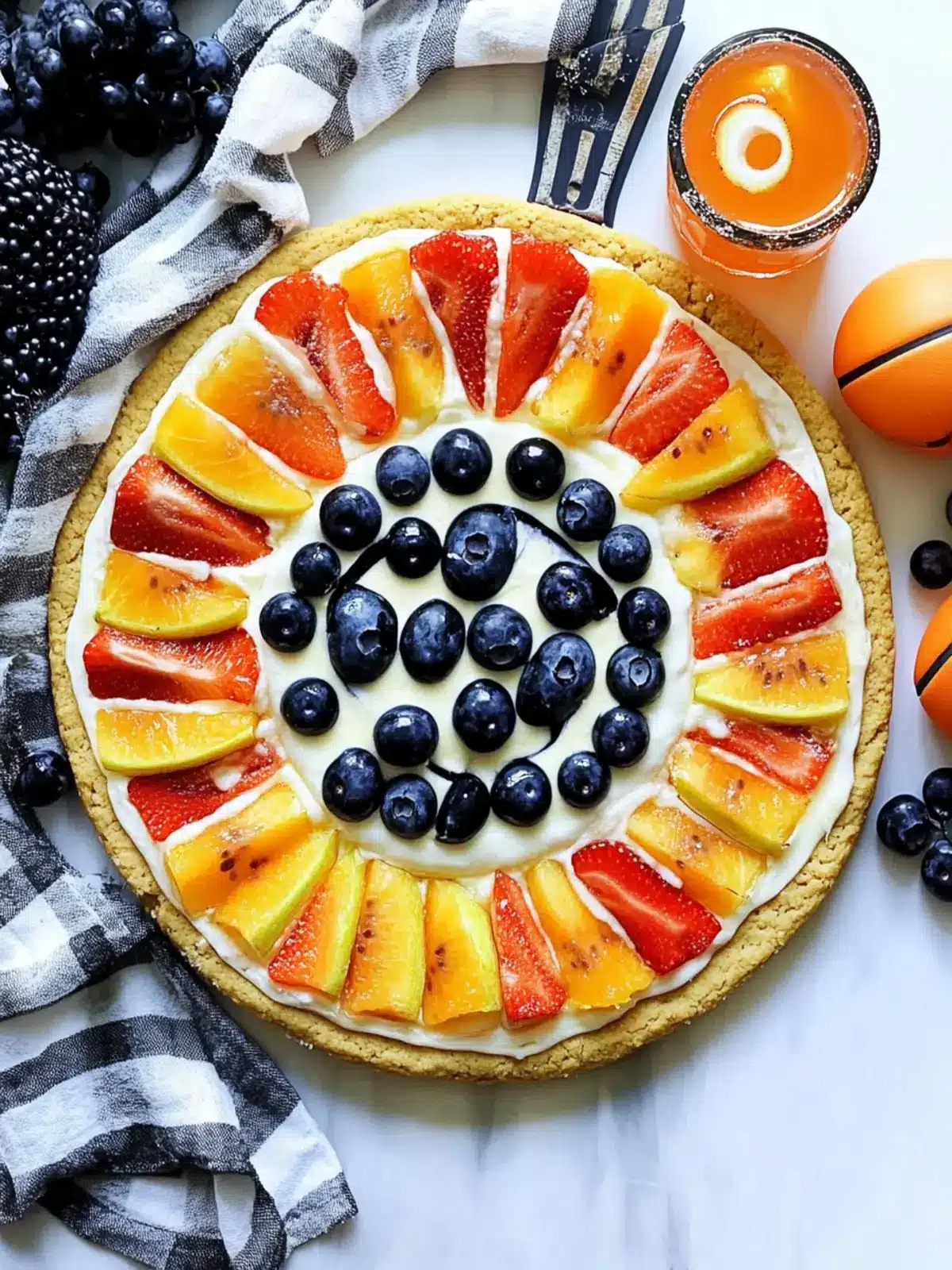 Easy Basketball Fruit Pizza with Sugar Cookie Crust