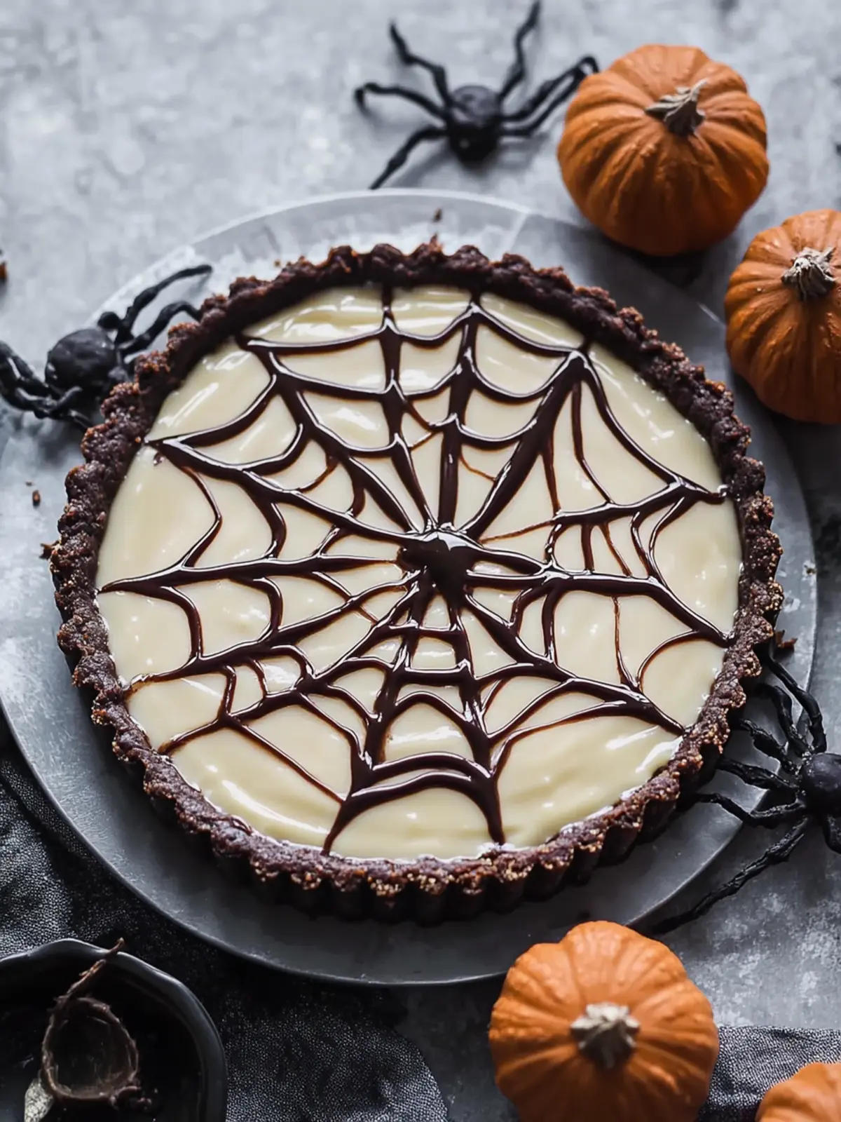 Halloween Spiderweb Chocolate Tart