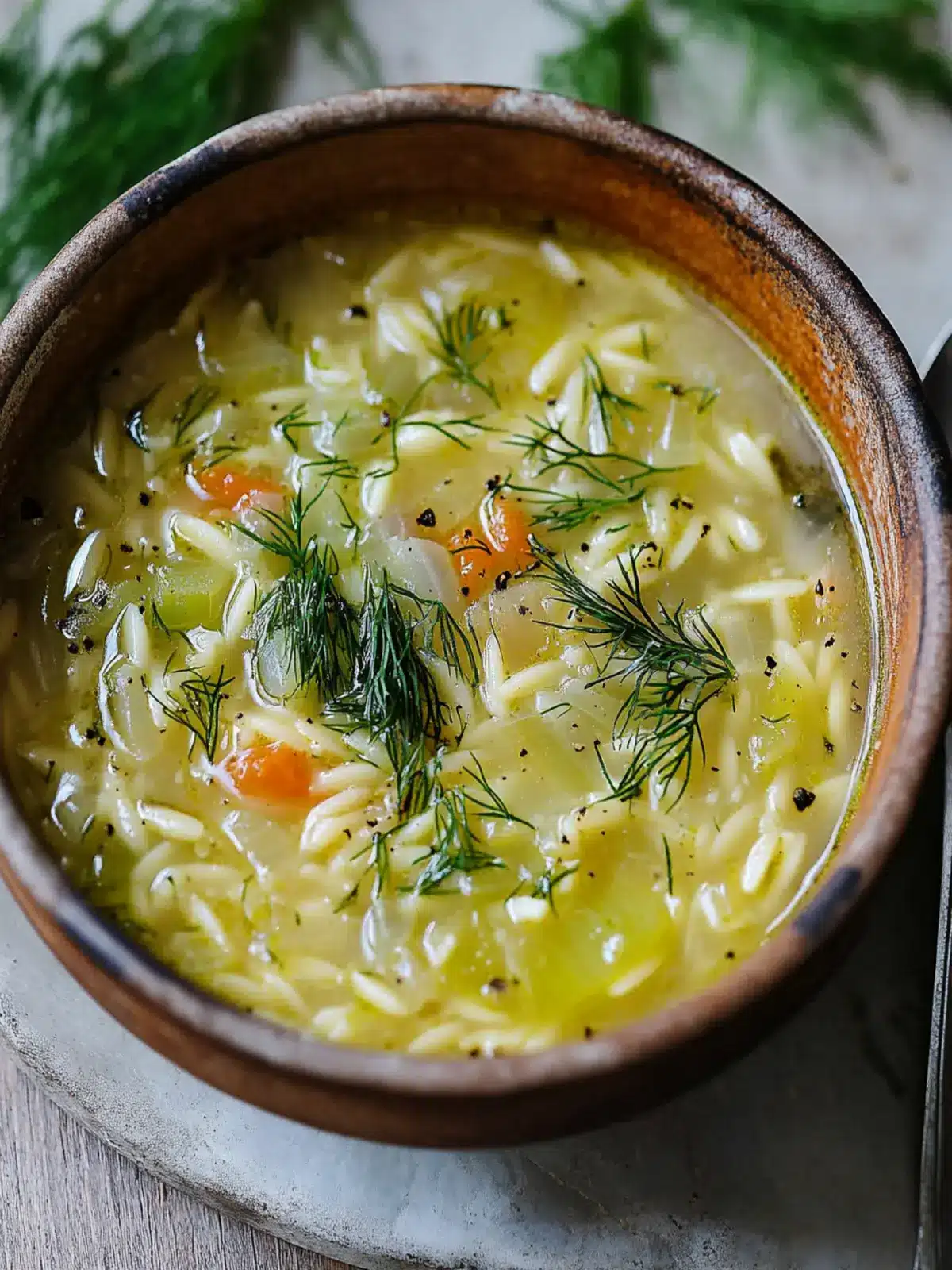 Orzo, Leek and Dill Soup