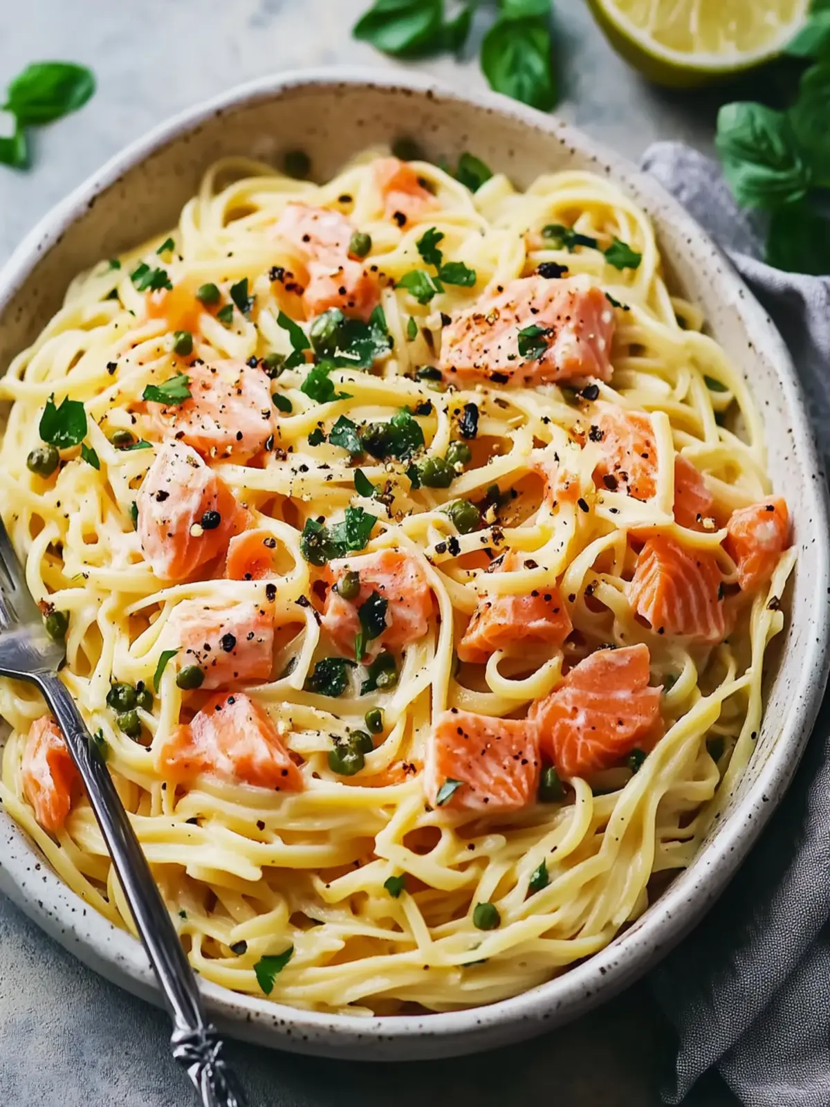 Healthier Smoked Salmon Linguine