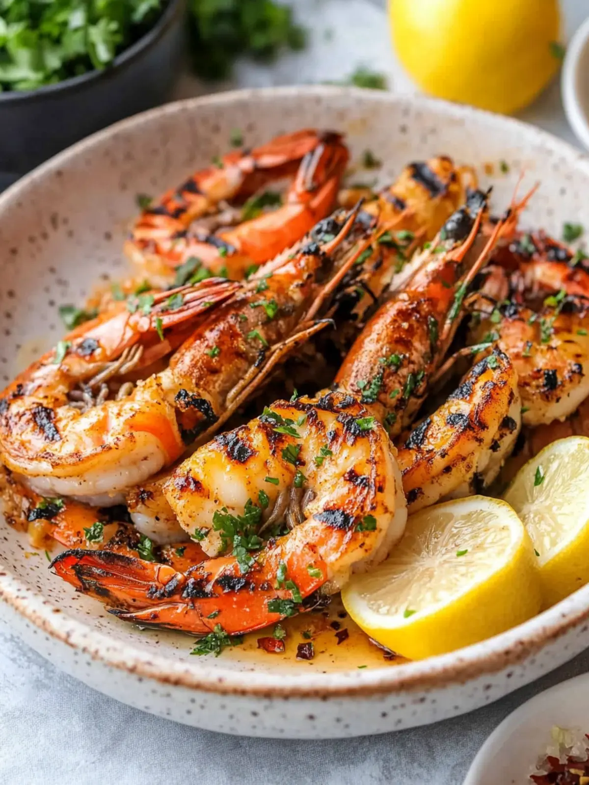 BBQ Grilled Prawns with Garlic, Lemon & Chilli