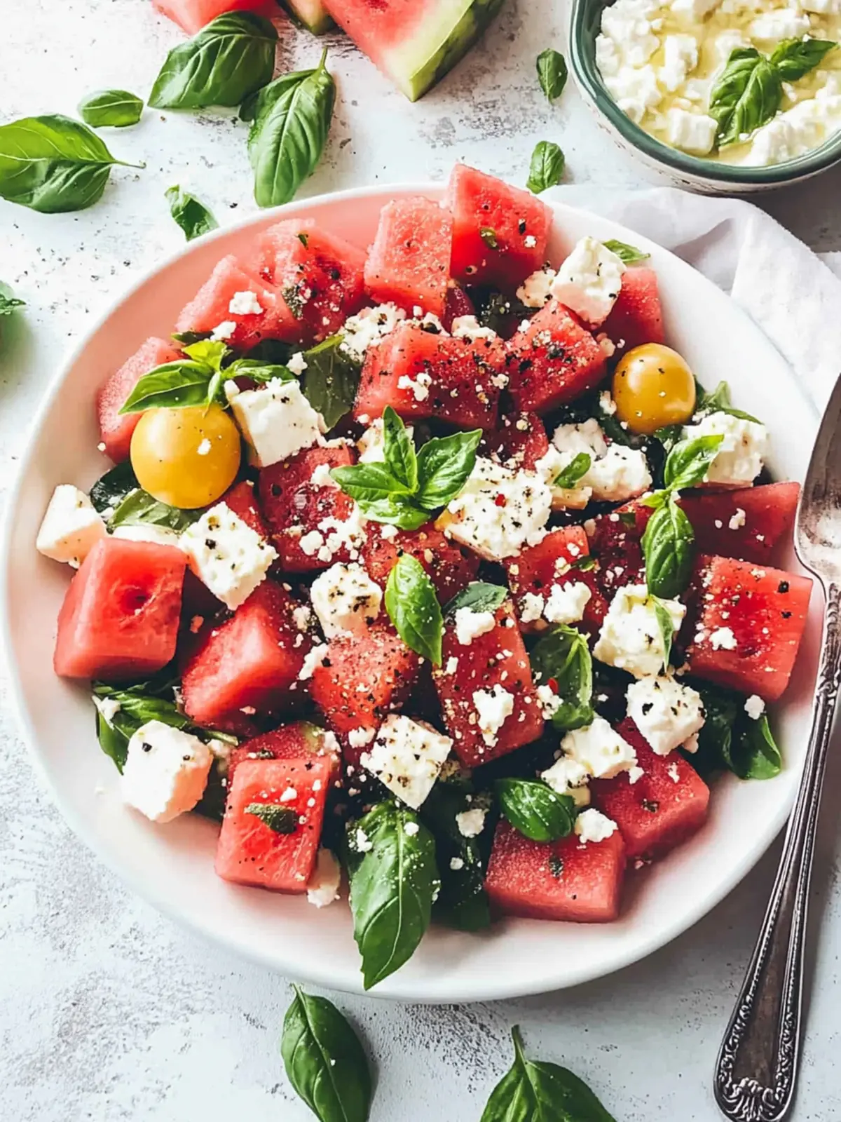 Watermelon Basil Feta Salad