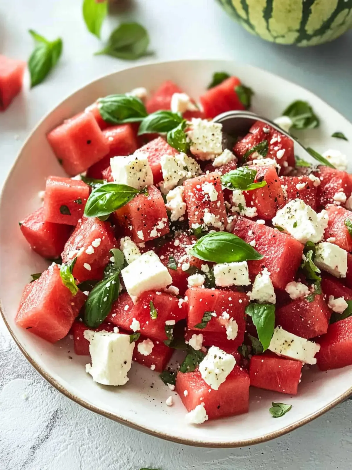 Watermelon Basil Feta Salad