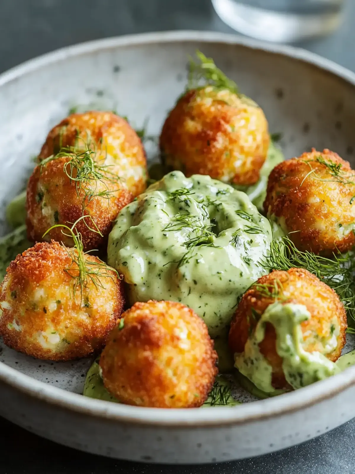 Salmon Balls with Creamy Avocado Sauce