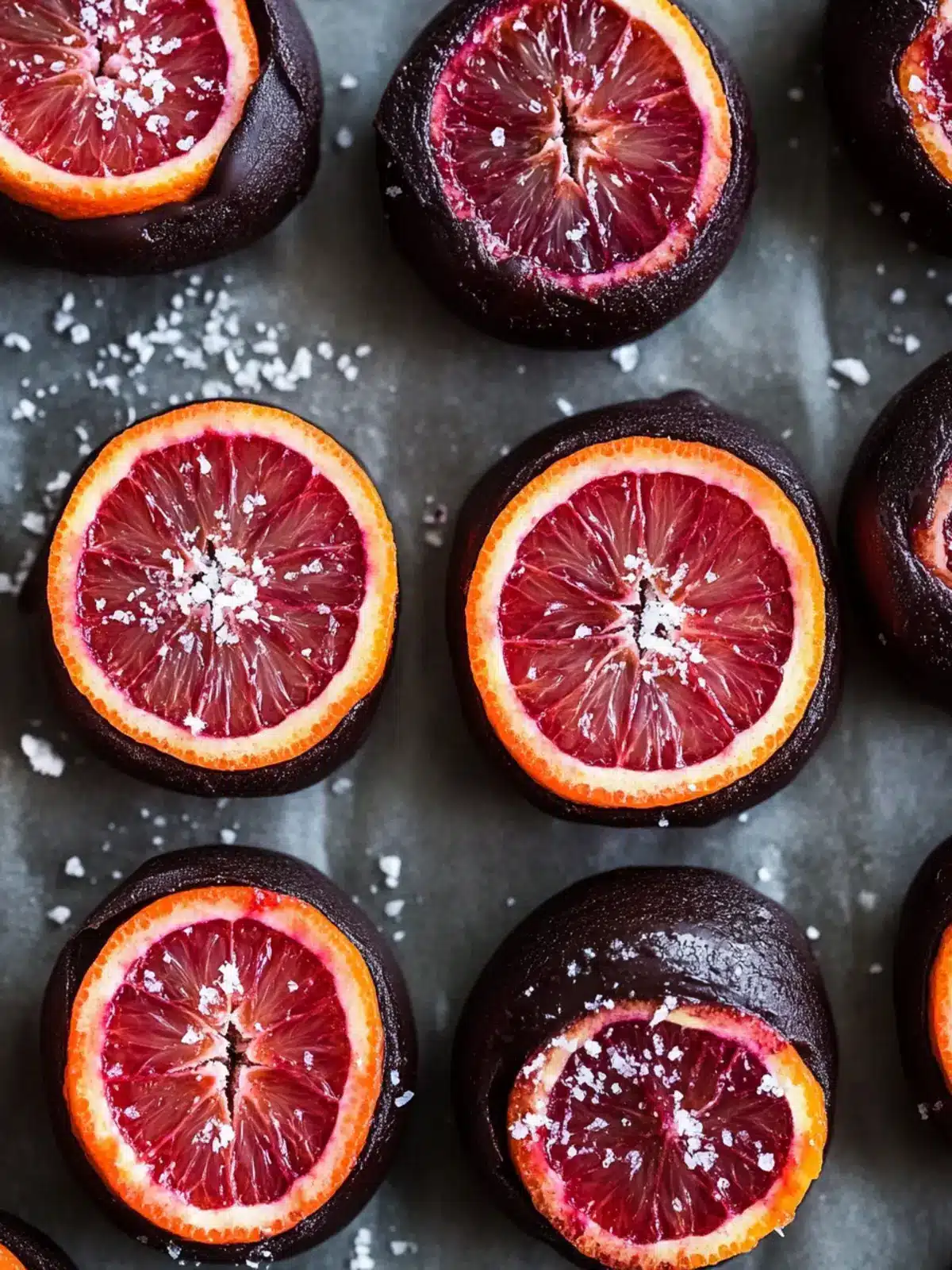Candied Blood Oranges Dipped in Chocolate with Flaky Sea Salt
