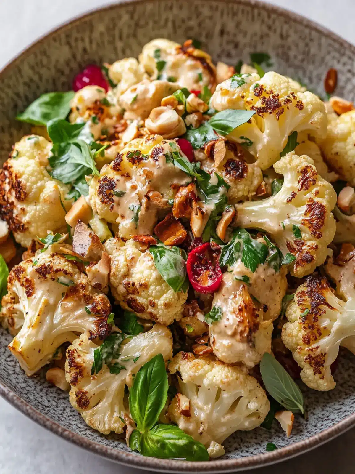 Roasted Cauliflower Tahini Salad